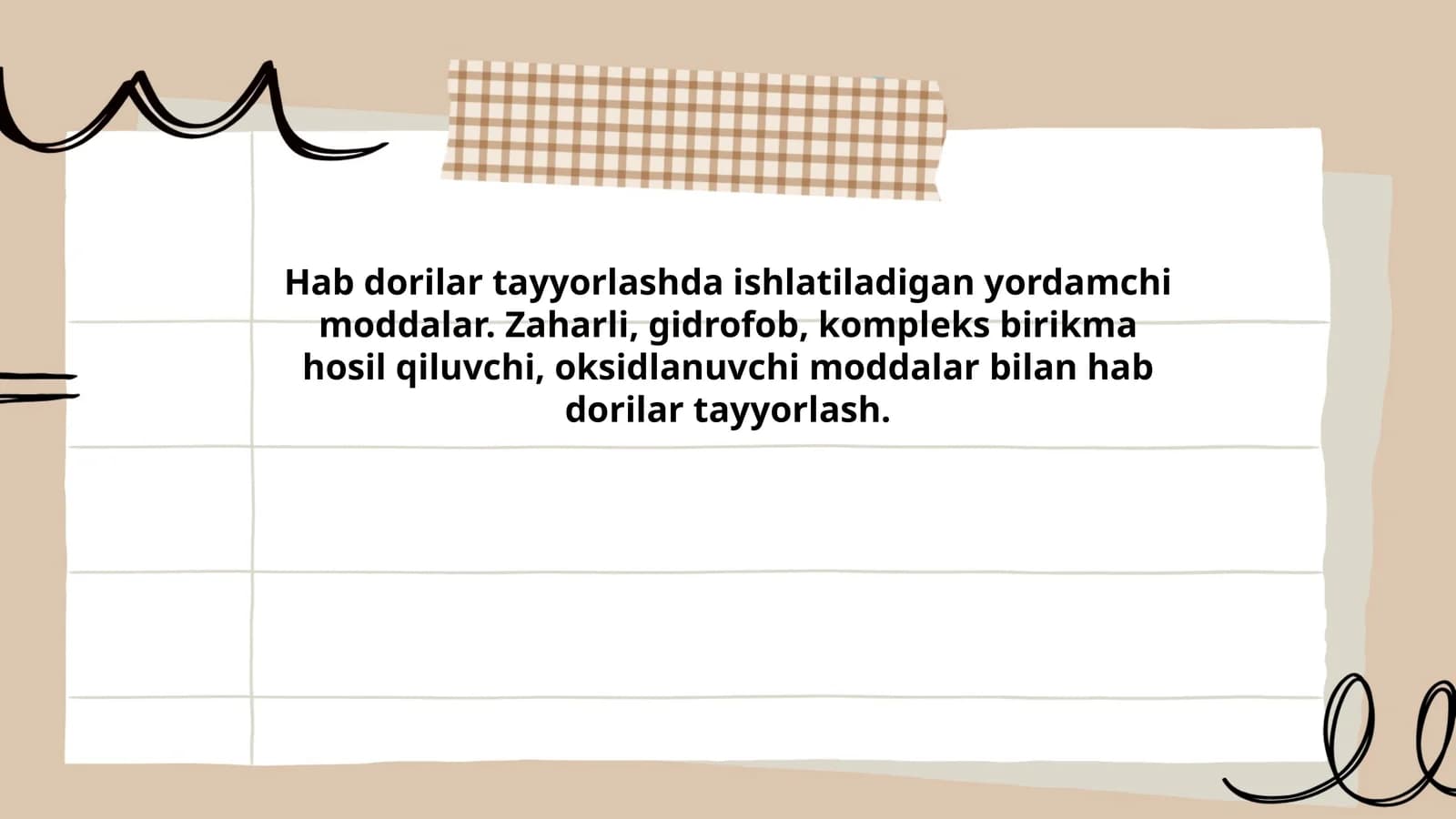 Hab dorilar tayyorlashda ishlatiladigan yordamchi moddalar