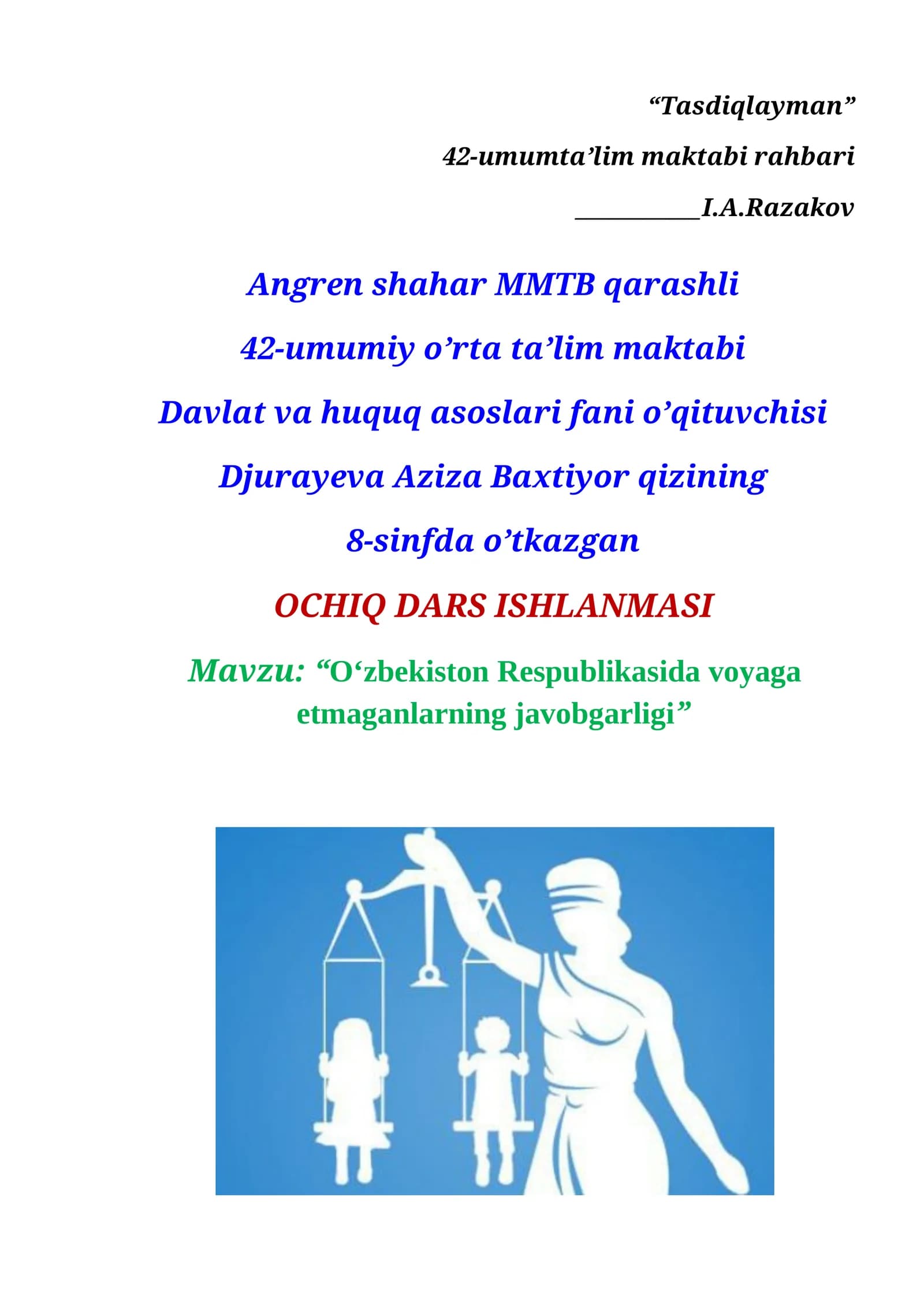 OCHIQ DARS ISHLANMASI