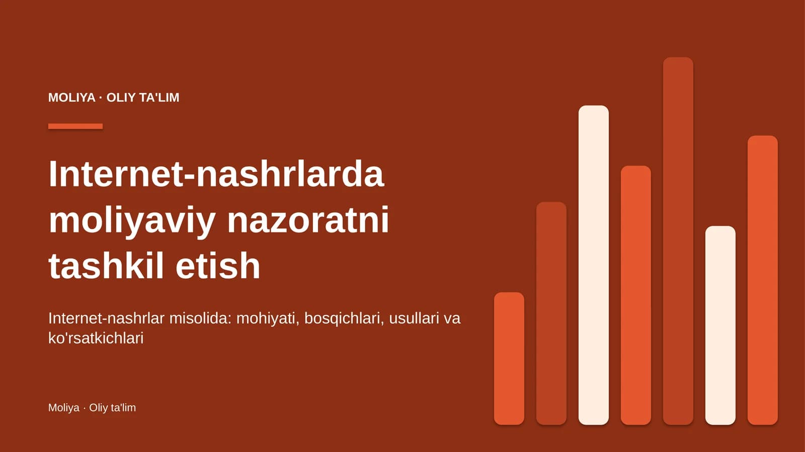 Internet-nashrlarda moliyaviy nazoratni tashkil etish