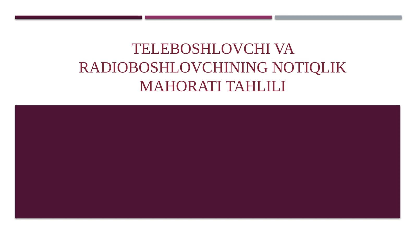 Teleboshlovchi va radioboshlovchining notiqlik mahorati tahlili