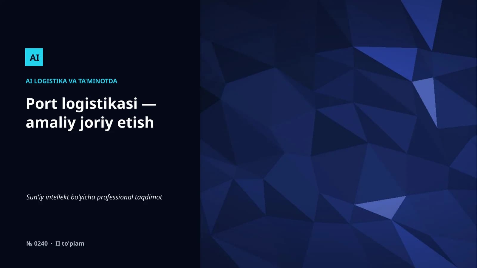 AI LOGISTIKA VA TA'MINOTDA