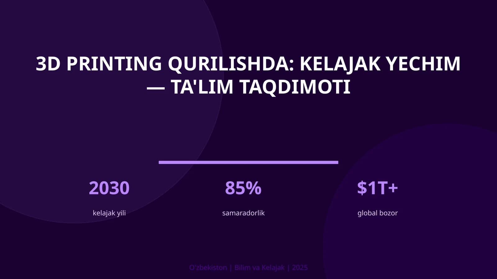 3D printing qurilishda: kelajak yechim — ta'lim taqdimoti