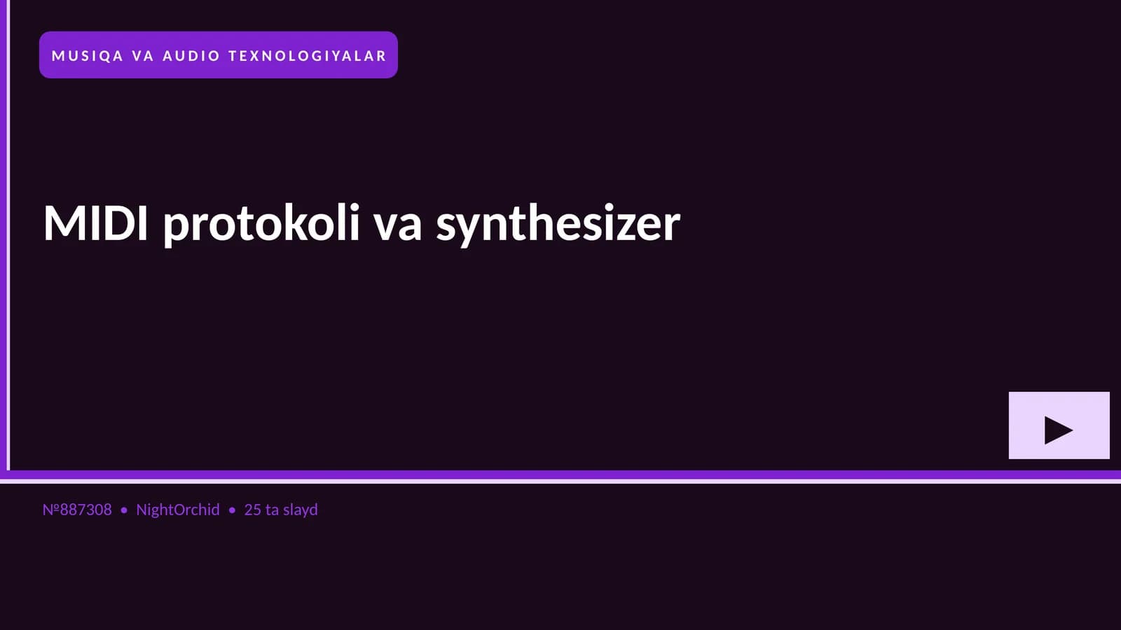 MUSIQA VA AUDIO TEXNOLOGIYALAR