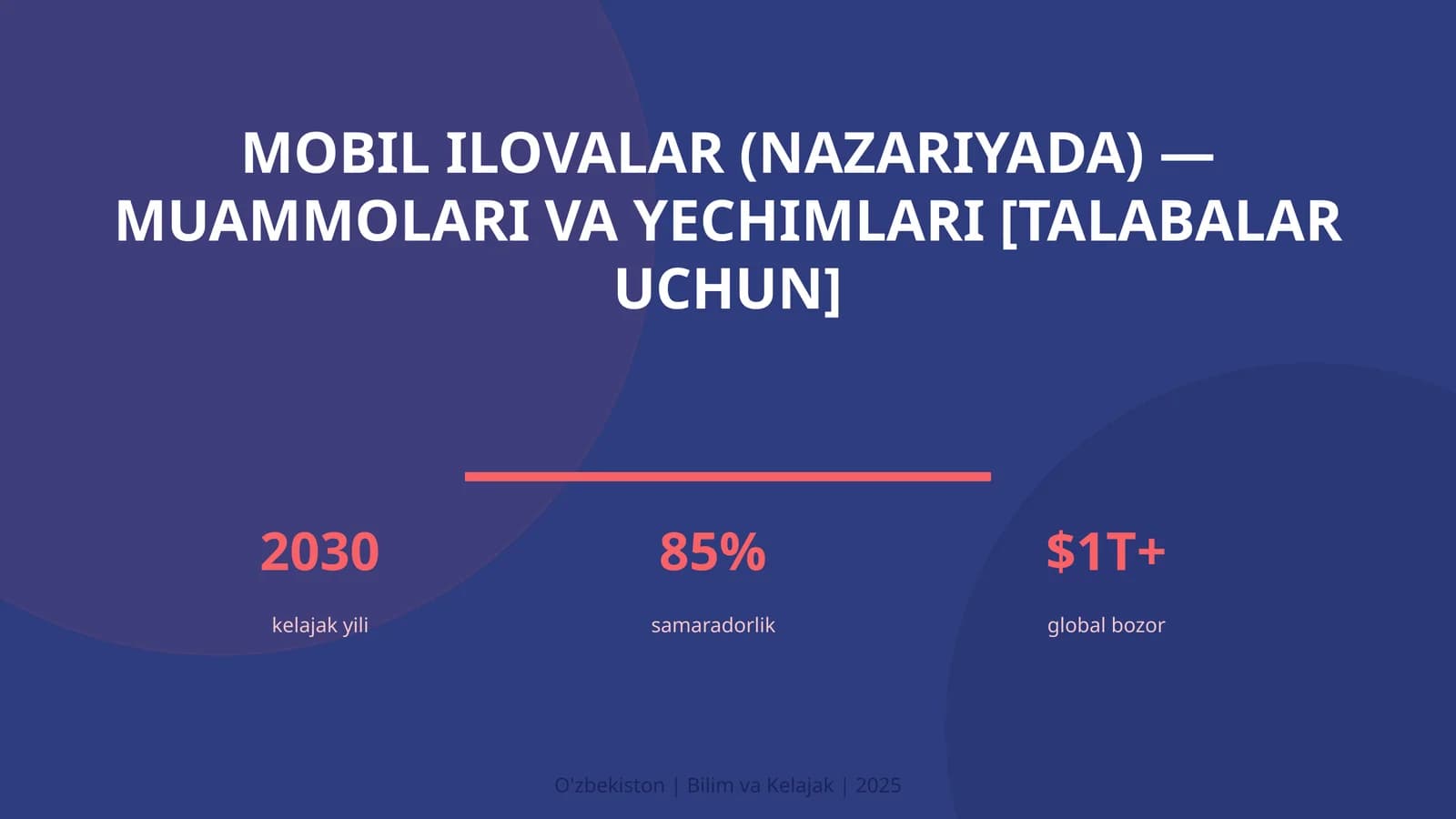 MOBIL ILOVALAR (NAZARIYADA) — MUAMMOLARI VA YECHIMLARI [TALABALAR UCHUN]