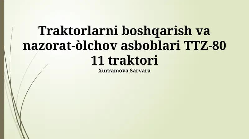 TTZ-80.11 Тракторнинг бошқарув тизимлари