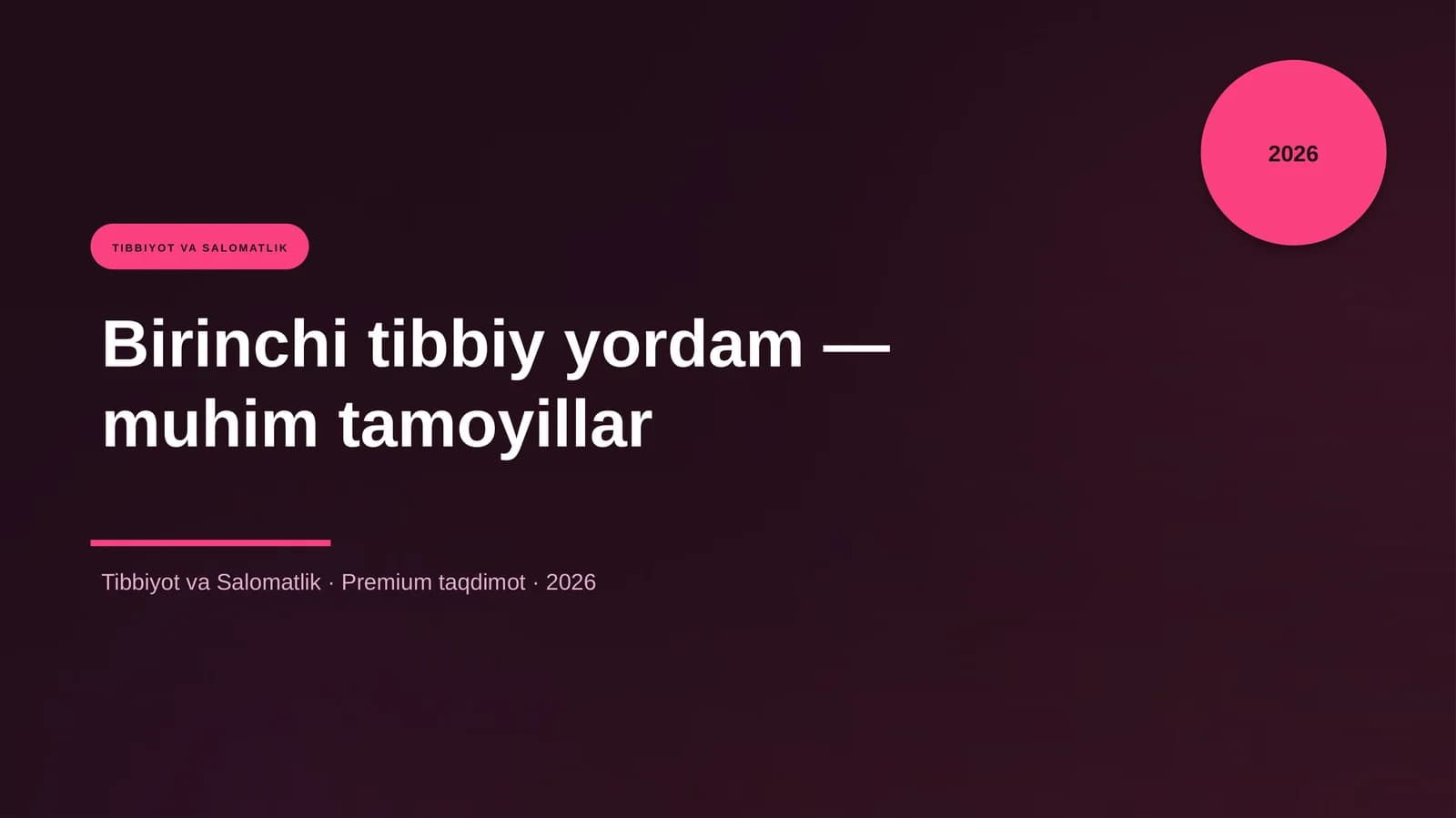 Birinchi tibbiy yordam — muhim tamoyillar