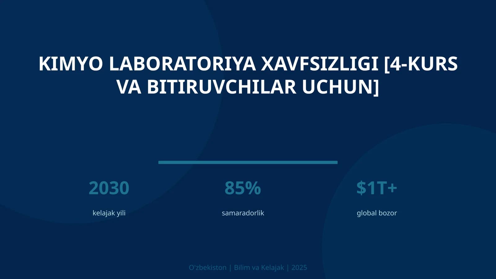 Kimyo laboratoriya xavfsizligi [4-kurs va bitiruvchilar uchun]