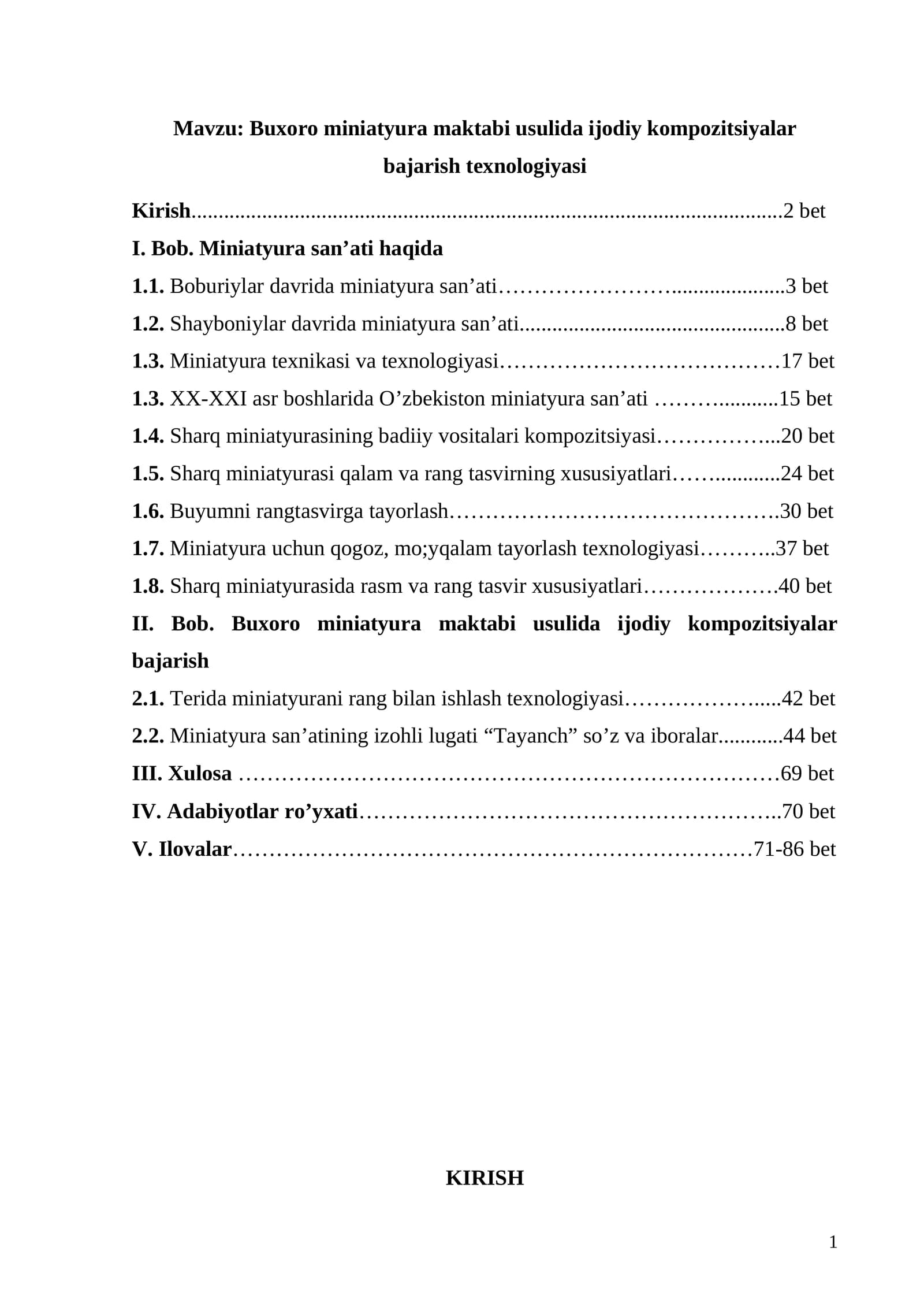 Buxoro miniatyura maktabi usulida ijodiy kompozitsiyalar bajarish texnologiyasi. BMI