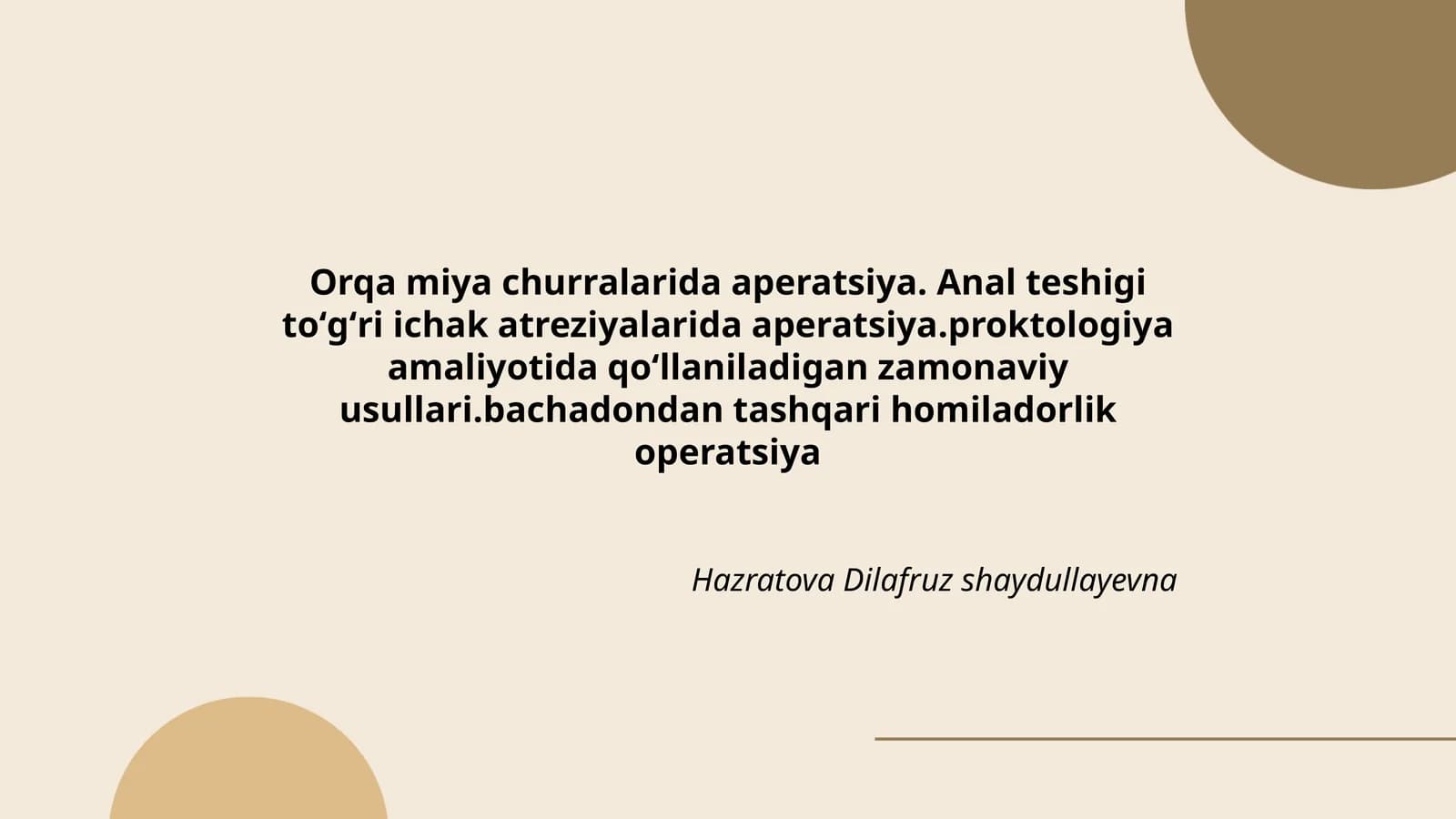 Orqa miya churralarida aperatsiya