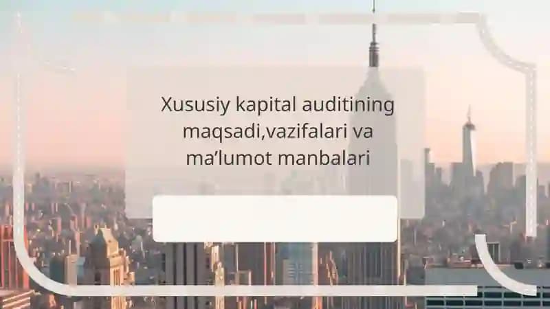Xususiy kapital auditining maqsadi
