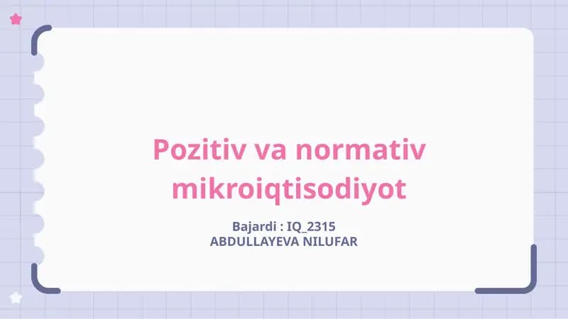 Mikroiqtisodiyotga kirish