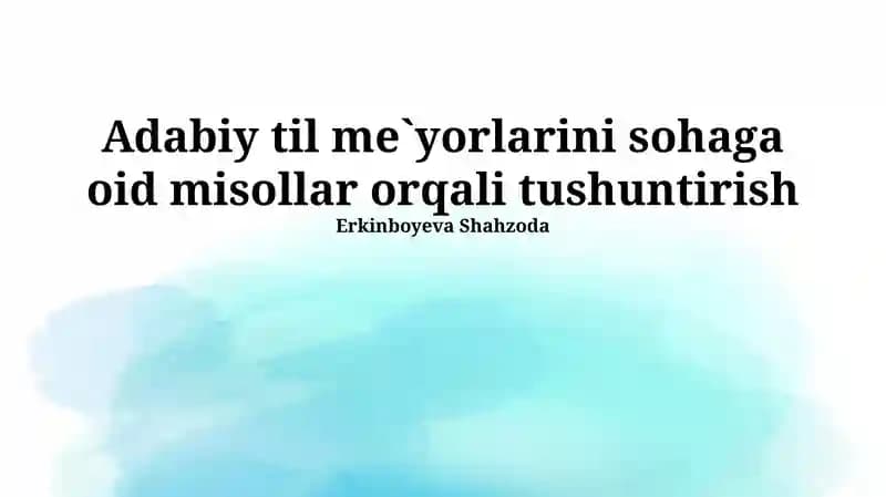 Adabiy Til Me`yorlari
