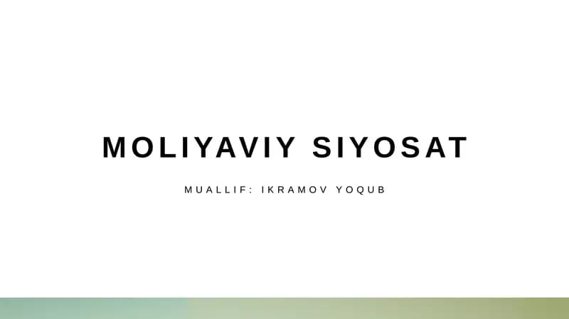 Moliyaviy siyosat