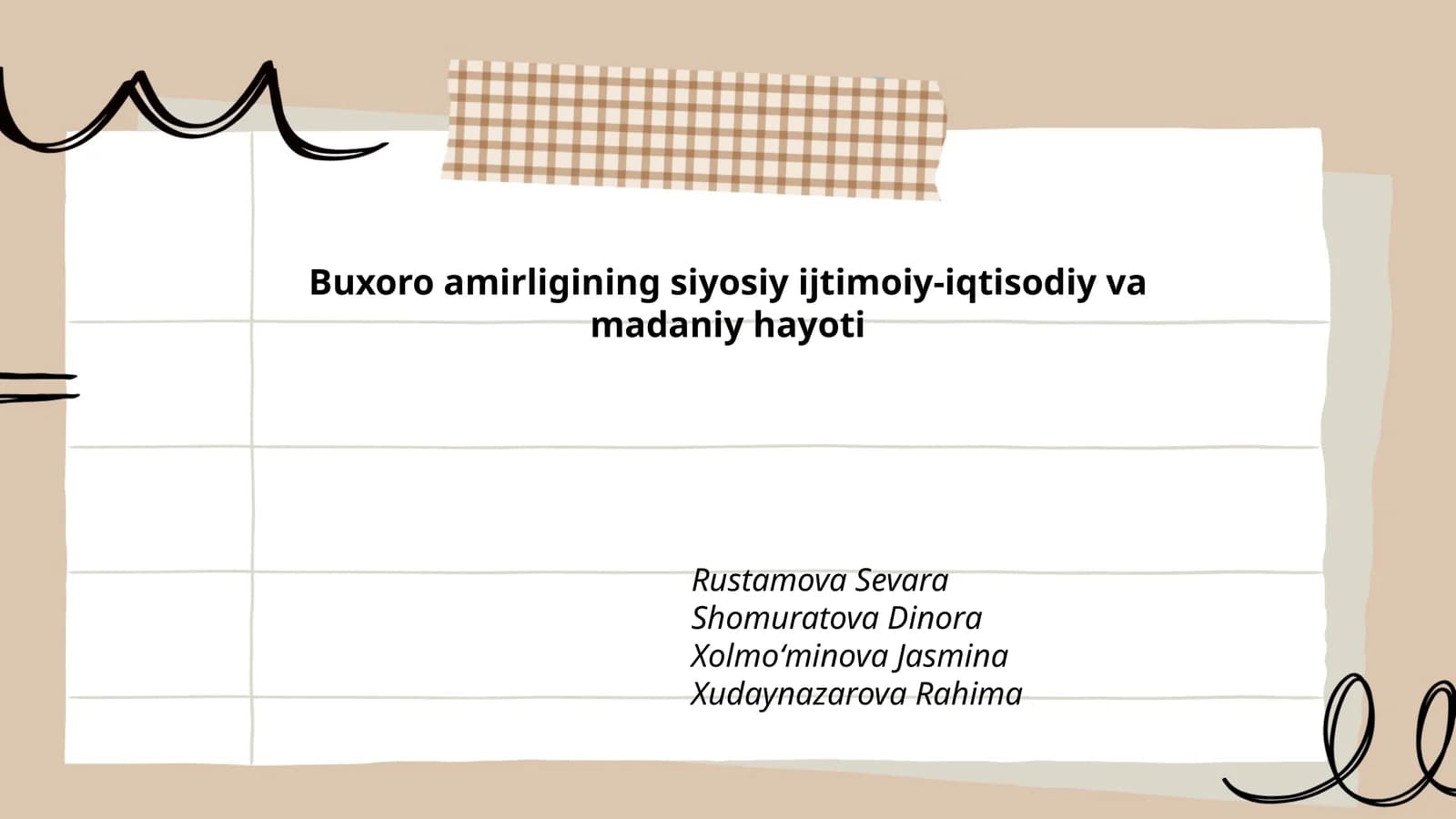 Buxoro amirligining siyosiy ijtimoiy-iqtisodiy va madaniy hayoti