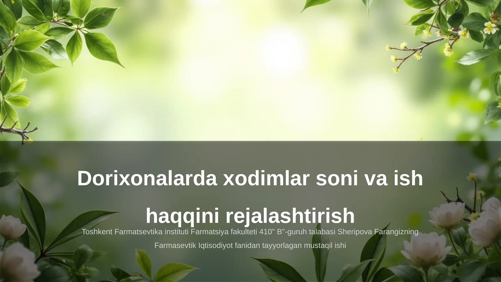 Dorixonalarda xodimlar soni va ish haqqini rejalashtirish