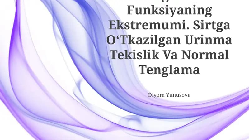 Ikki Oʻzgaruvchili Funksiyaning Ekstremumi
