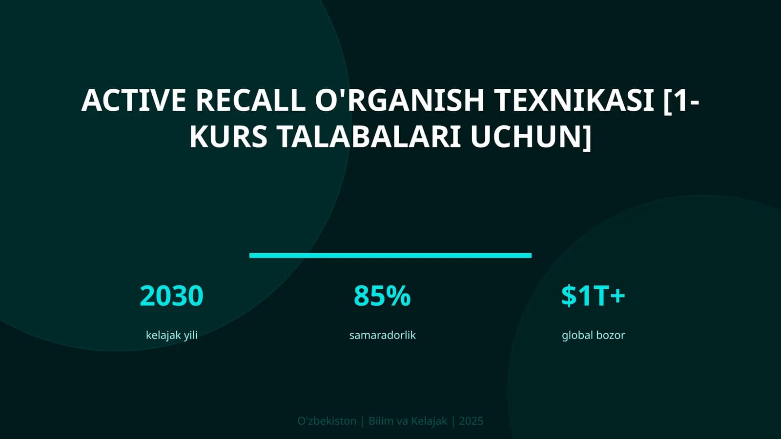 Active recall o'rganish texnikasi [1-kurs talabalari uchun]
