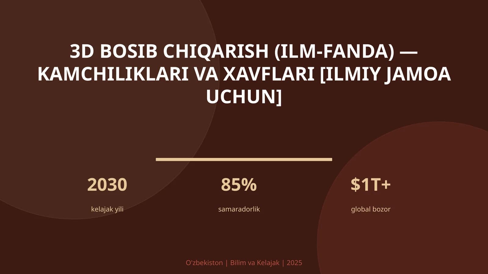 3D BOSIB CHIQARISH (ILM-FANDA) — KAMCHILIKLARI VA XAVFLARI [ILMIY JAMOA UCHUN]