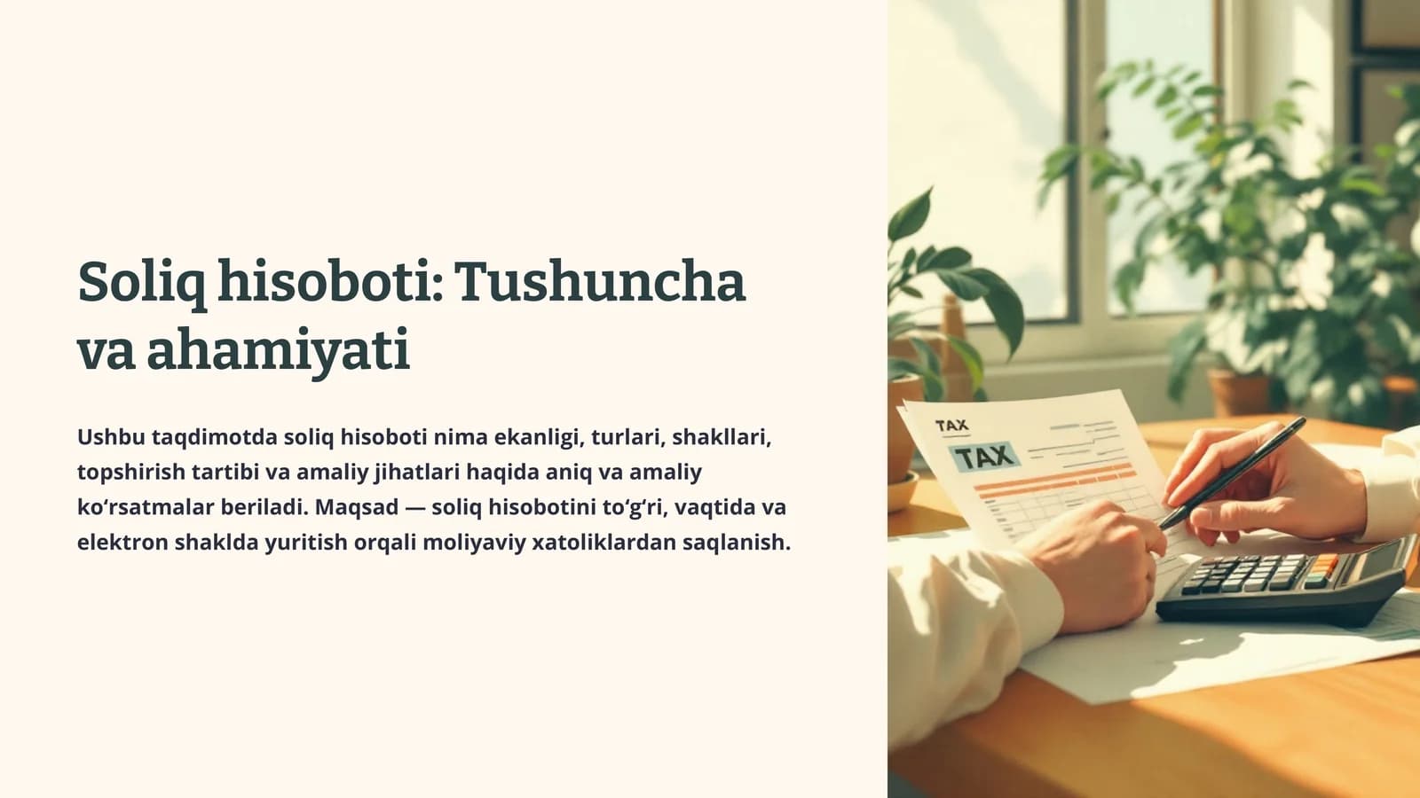 Soliq hisoboti: Tushuncha va ahamiyati