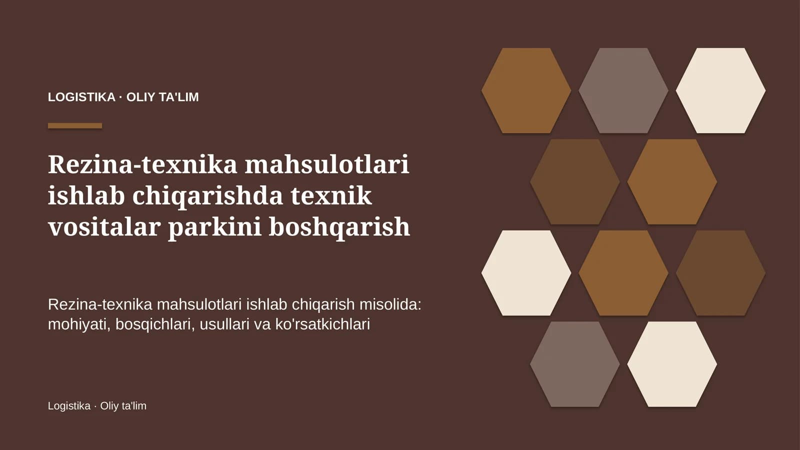 rezina texnika mahsulotlari ishlab chiqarishda texnik vositalar parkini boshqarish 5033