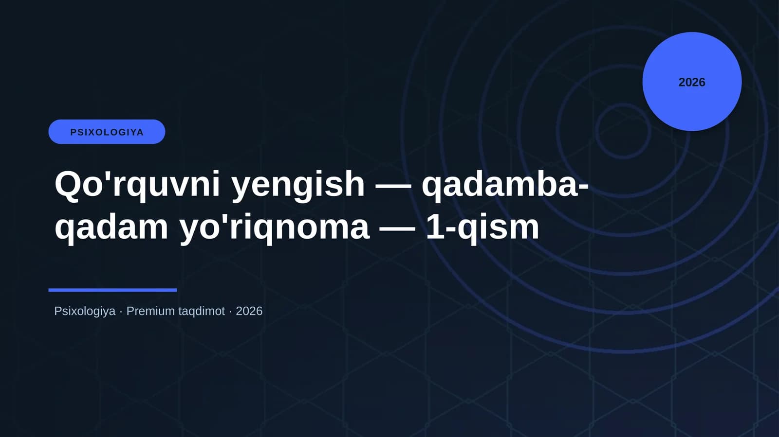 Qo'rquvni yengish — qadamba-qadam yo'riqnoma — 1-qism