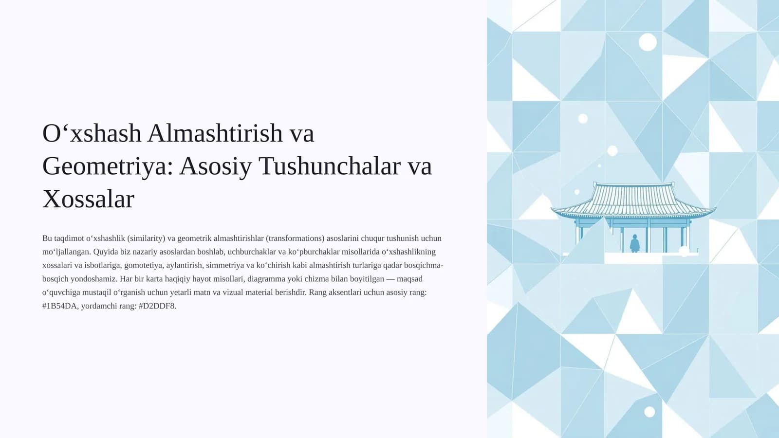 O‘xshash Almashtirish va Geometriya: Asosiy Tushunchalar va Xossalar