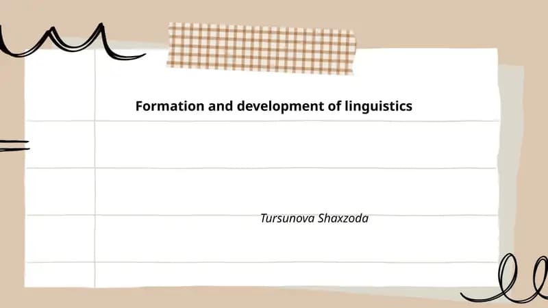 Formation and development of linguistics