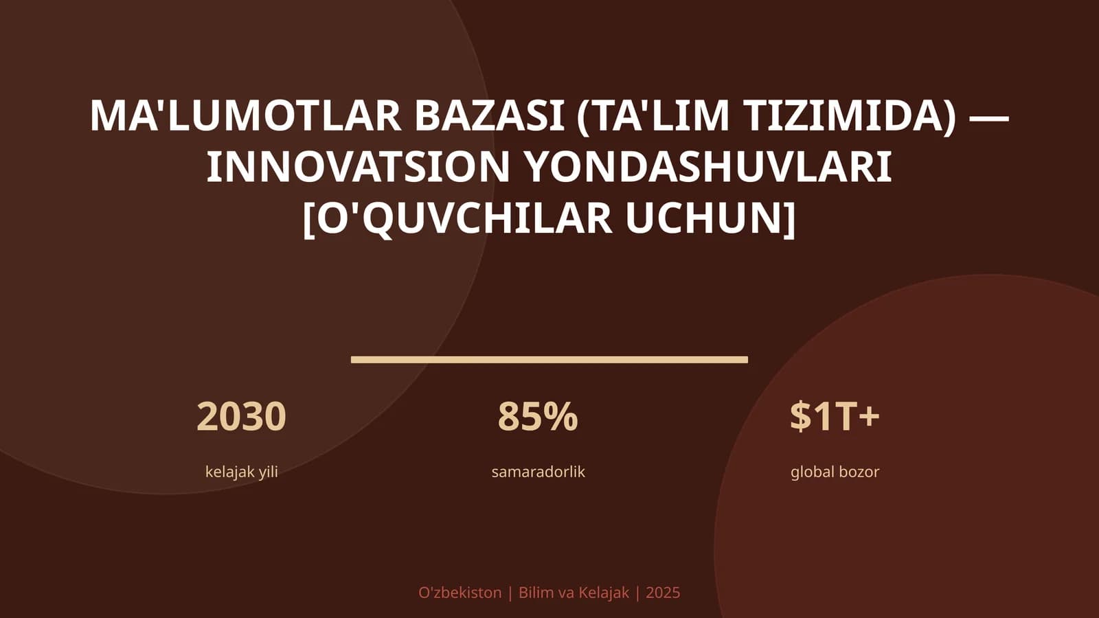 Ma'lumotlar bazasi (ta'lim tizimida) — innovatsion yondashuvlari [o'quvchilar uchun]