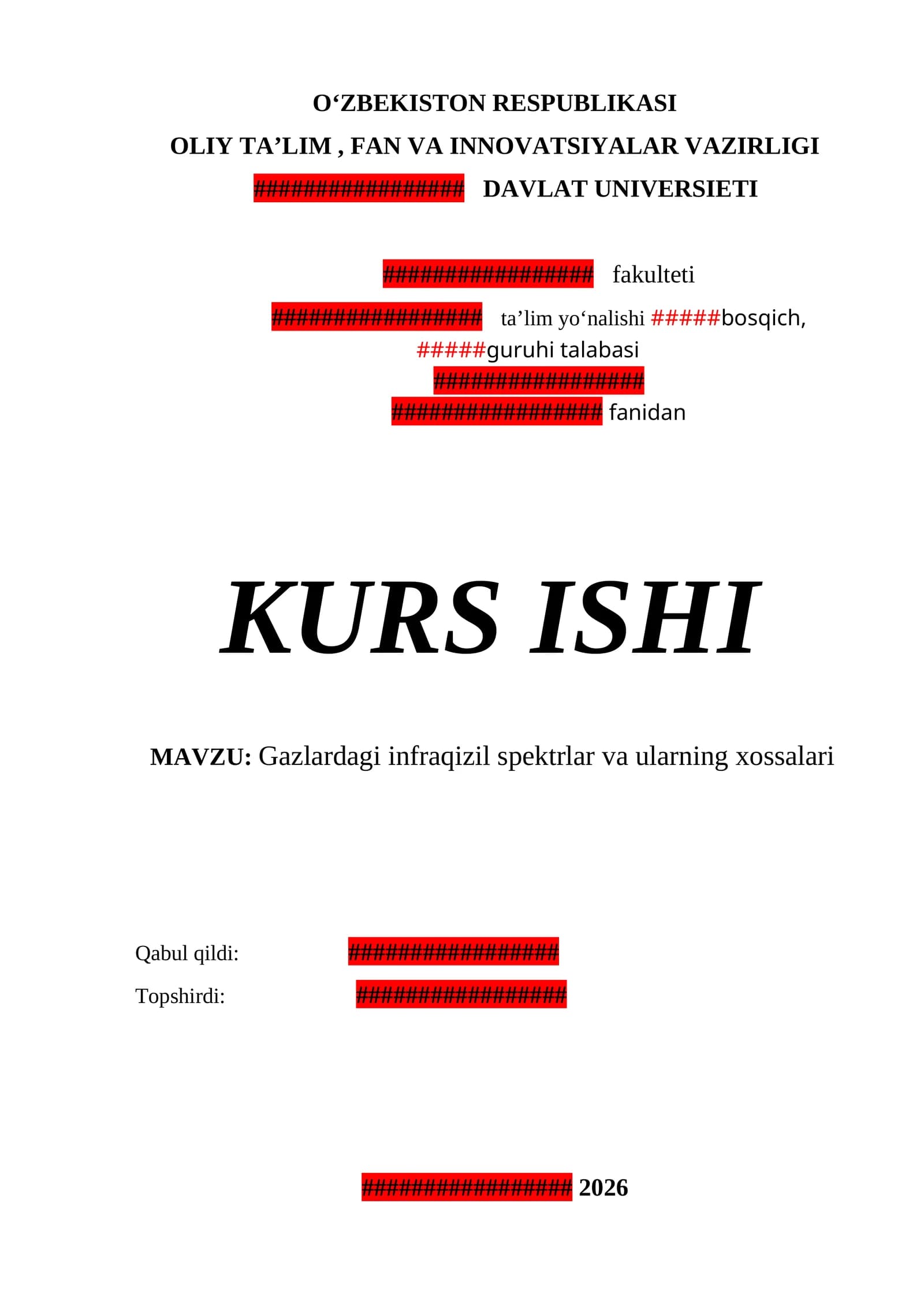 Gazlardagi infraqizil spektrlar va ularning xossalari _Kurs ishi