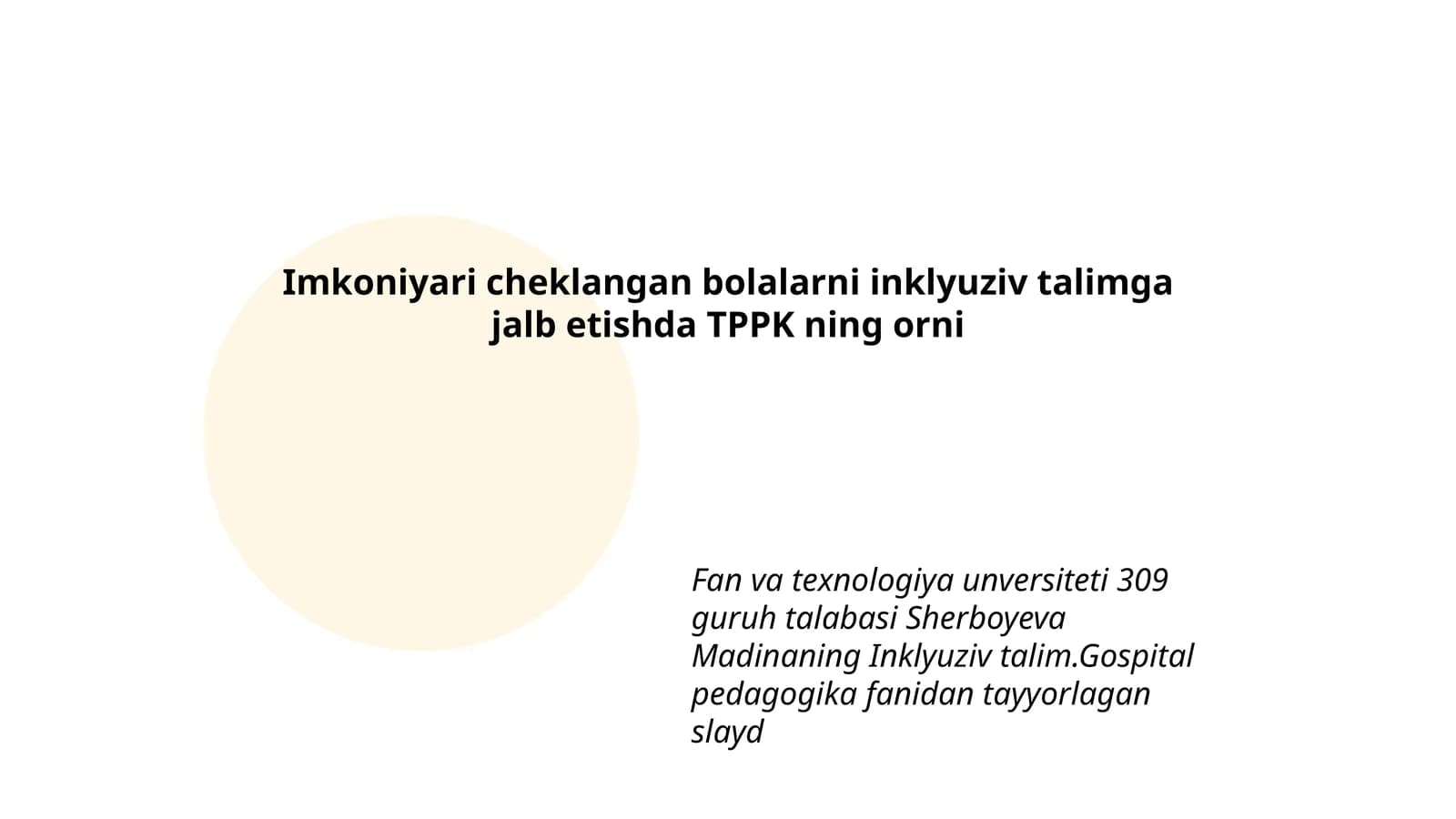 Imkoniyari cheklangan bolalarni inklyuziv talimga jalb etishda TPPK ning orni