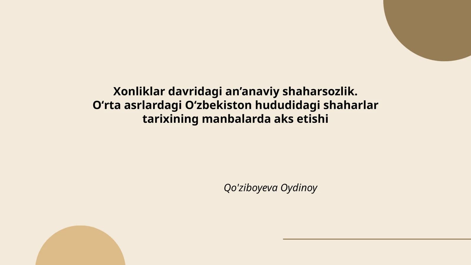 Xonliklar Davridagi Shaharsozlik