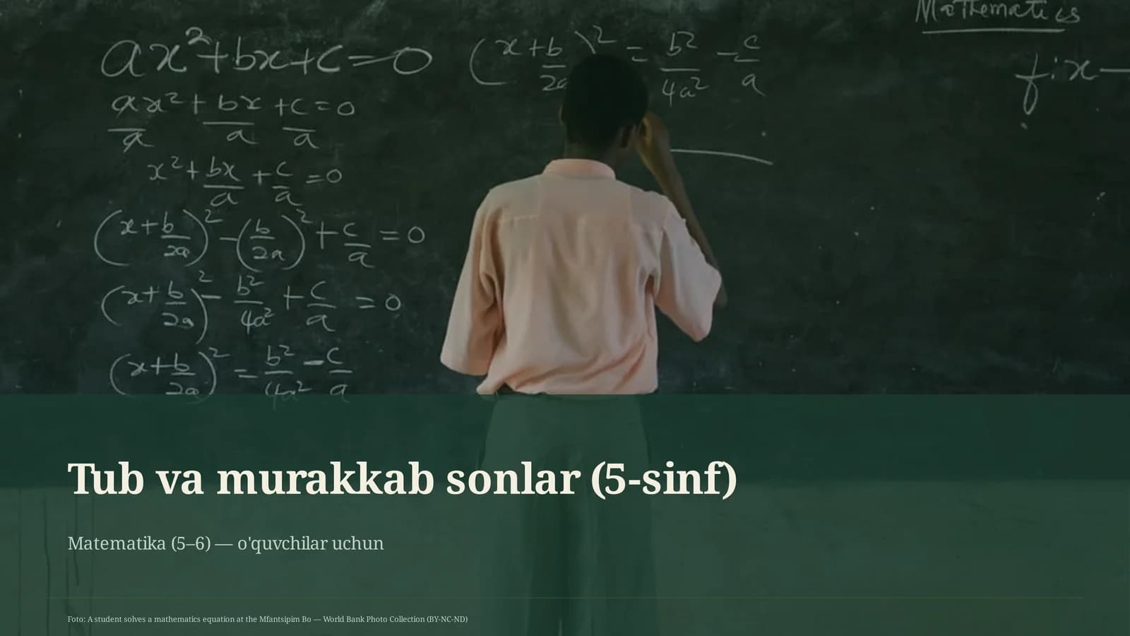 Tub va murakkab sonlar (5-sinf) Matematika (5–6) — o'quvchilar uchun