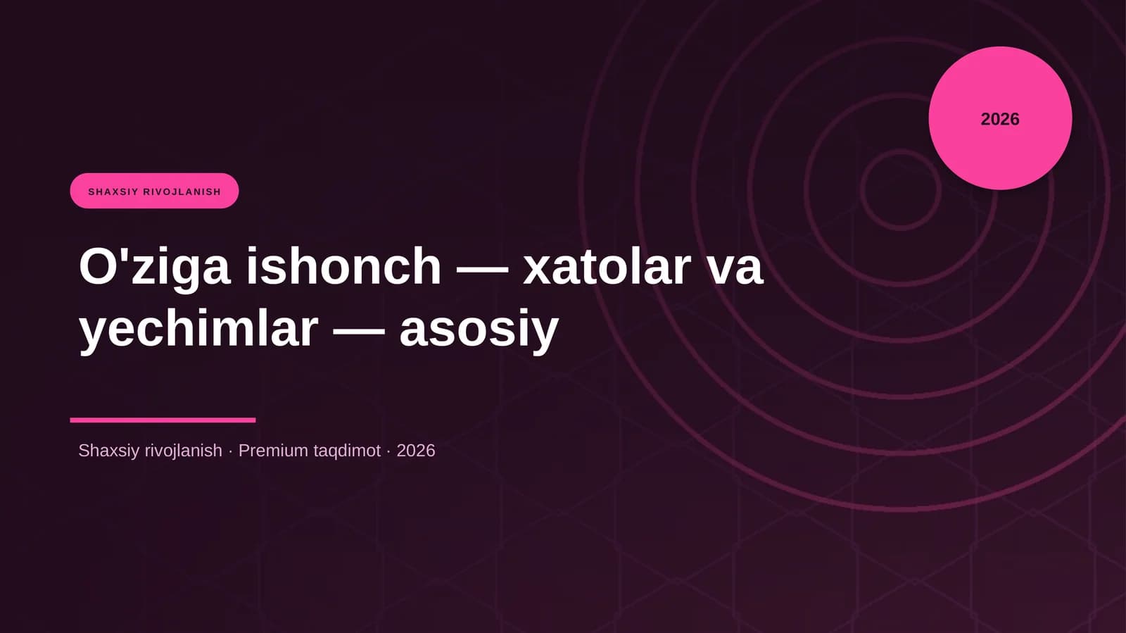 O'ziga ishonch — xatolar va yechimlar — asosiy