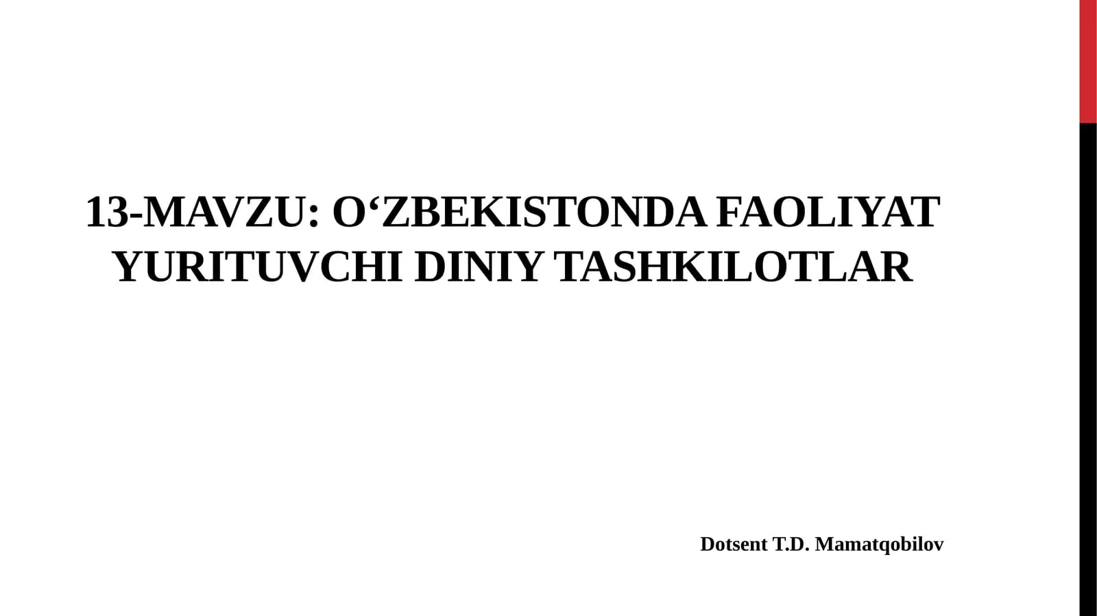 O‘zbekistondagi faoliyat yurituvchi diniy tashkilotlar