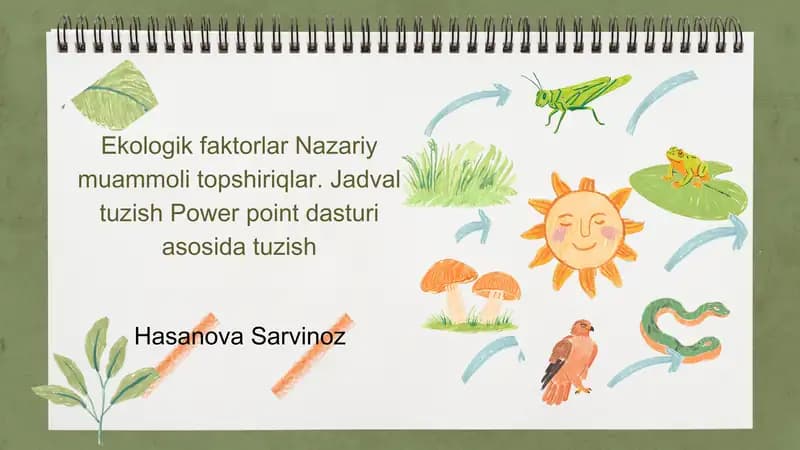 Ekologik faktorlar va muammolarni tahlil qilish bo‘yicha PowerPoint taqdimoti