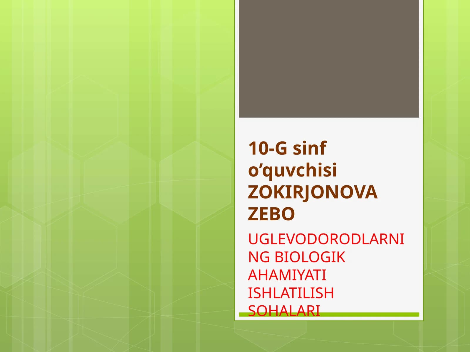 Uglevodorodlarning biologik ahmiyati ishlatilish sohalari