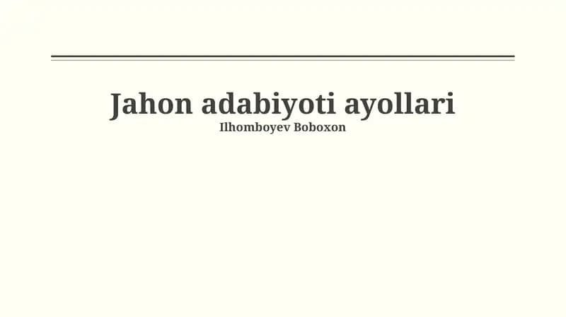 Jahon adabiyoti ayollari