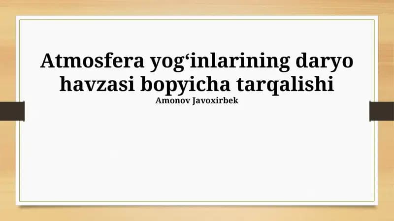 Havoning ifloslanishi va daryo ekosistemalariga ta'siri