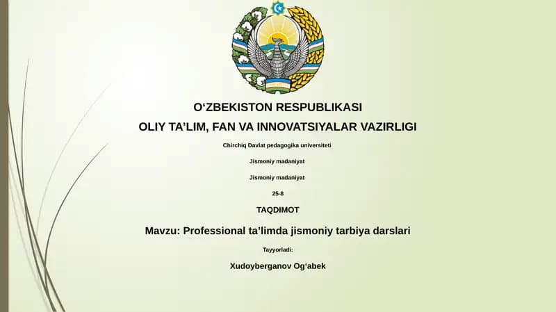 Professional taʼlimda jismoniy tarbiya darslari