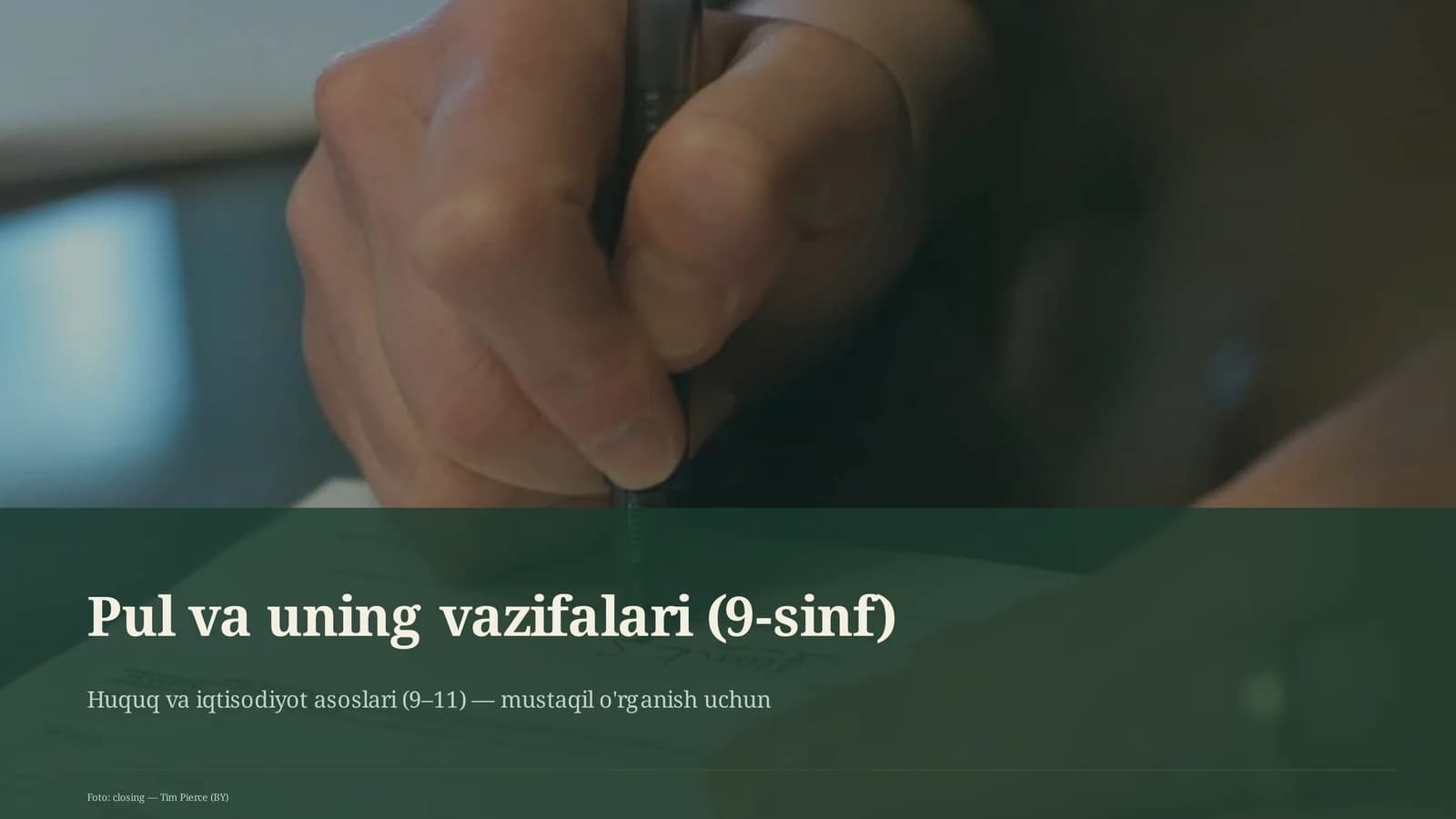 Pul va uning vazifalari (9-sinf)