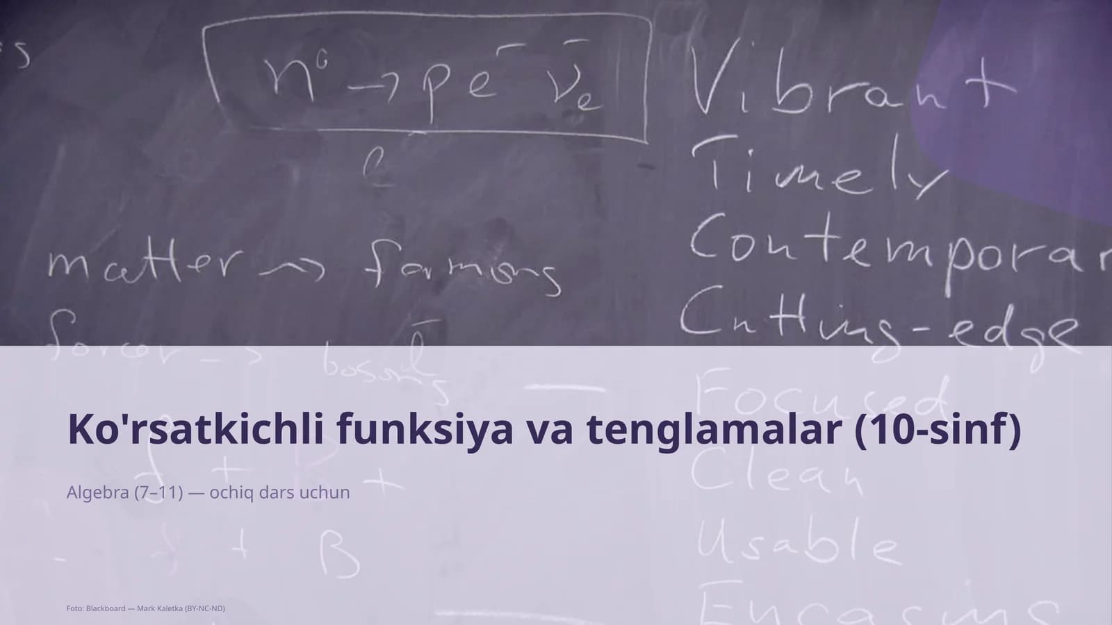 Ko'rsatkichli funksiya va tenglamalar (10-sinf)