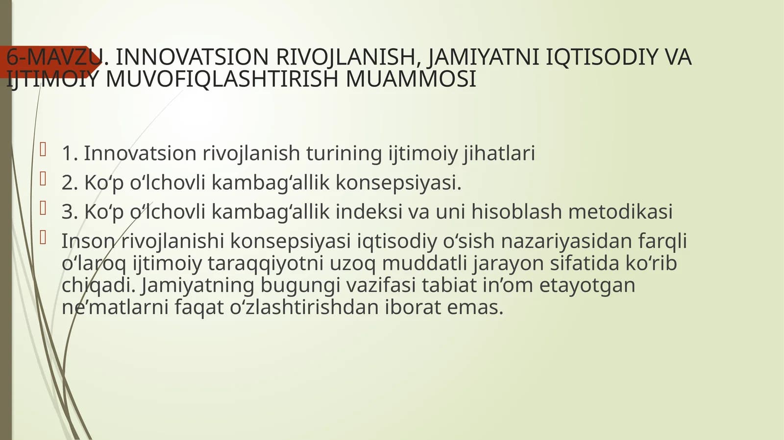Innovatsion rivojlanishning ijtimoiy va ijtimoiy muhofazalash muammosi