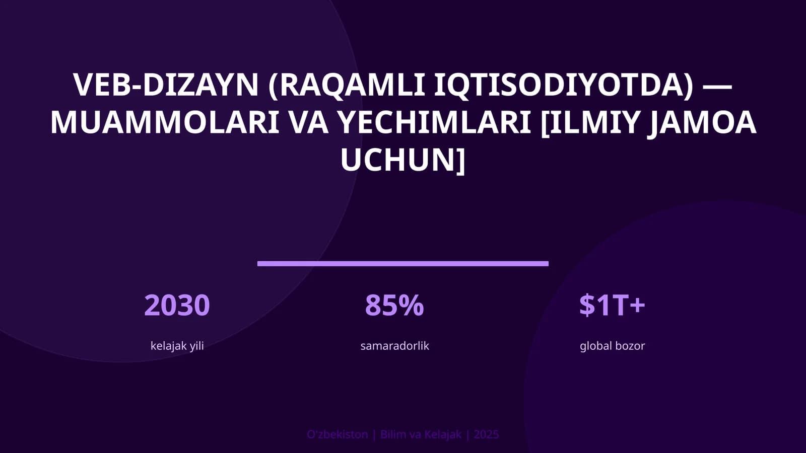 VEB-DIZAYN (RAQAMLI IQTISODIYOTDA) — MUAMMOLARI VA YECHIMLARI [ILMIY JAMOA UCHUN]
