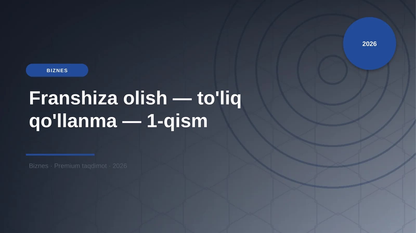Franshiza olish — to'liq qo'llanma — 1-qism