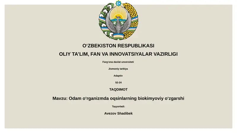 Odam oʻrganizmda oqsinlarning biokimyoviy oʻzgarishi