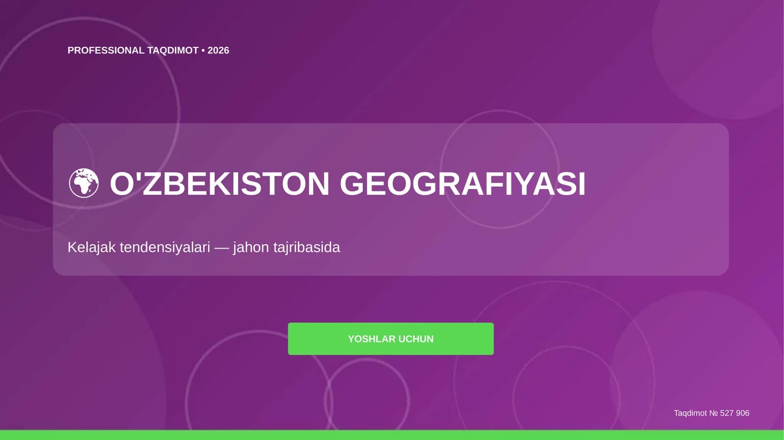 O'zbekiston geografiyasi: kelajak tendensiyalari (jahon tajribasida) [yoshlar uchun]