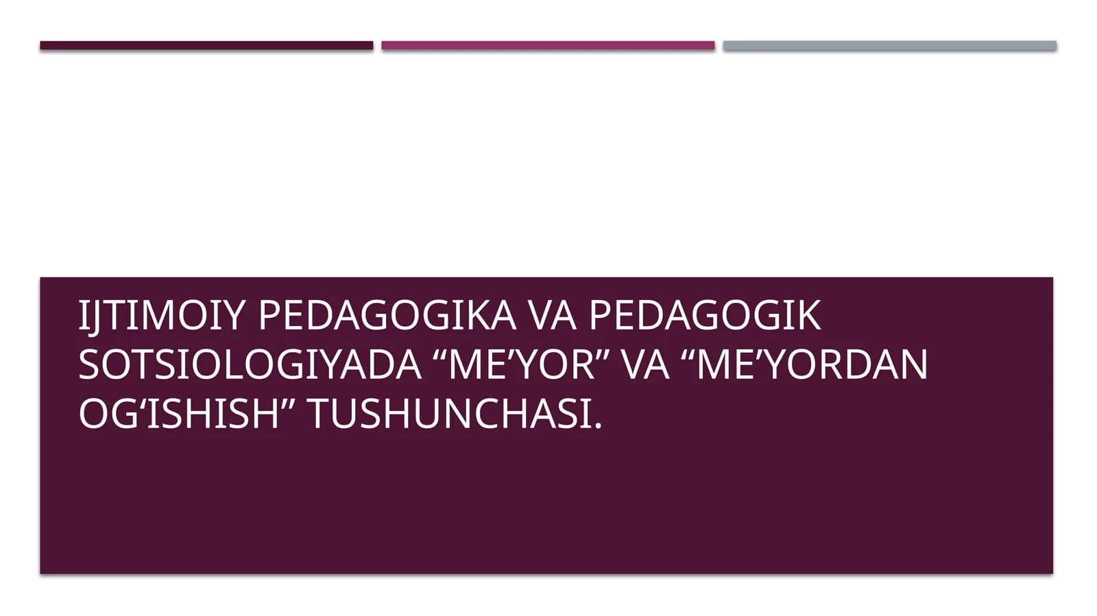 Ijtimoiy pedagogika va pedagogik sotsiologiyada "me'yor" va "me'yordan og'ishish" tushunchasi