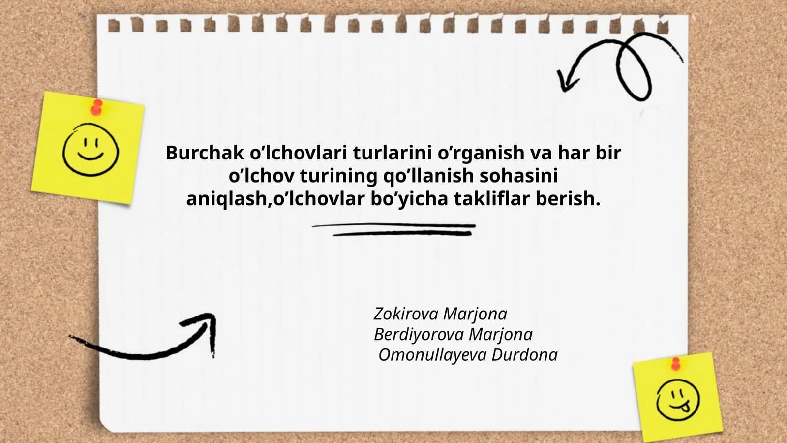 Burchak o’lchovlari turlarini o’rganish