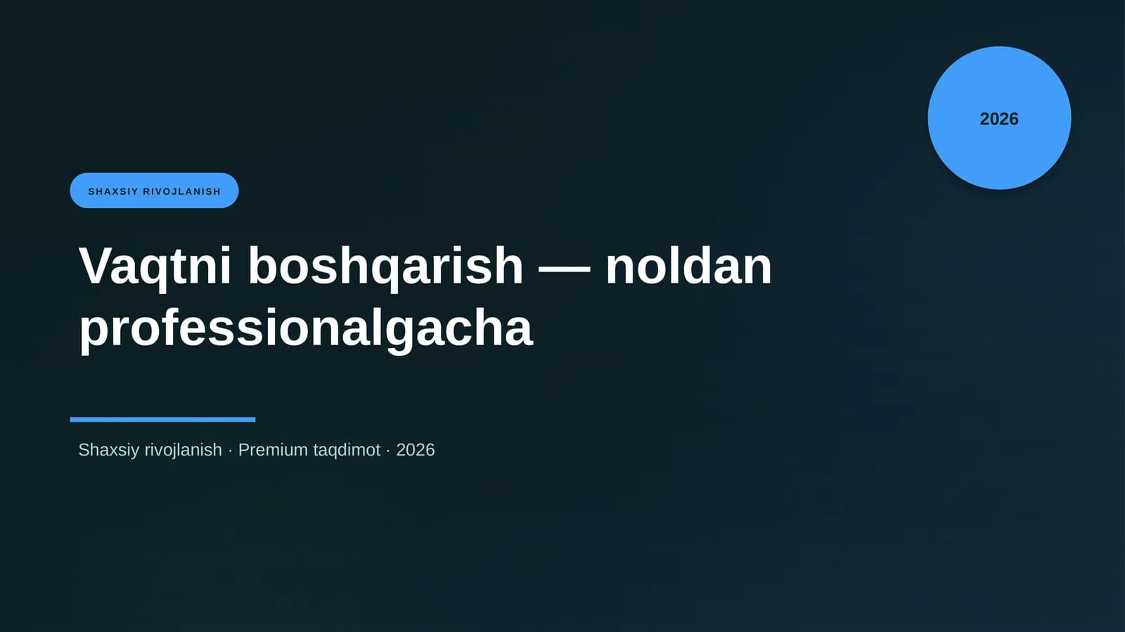 Vaqtni boshqarish — noldan professionalgacha