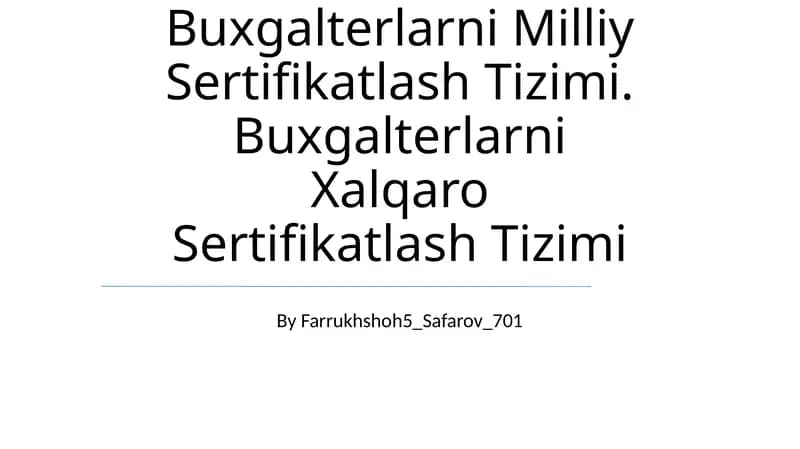 Buxgalterlarni Milliy Sertifikatlash Tizimi